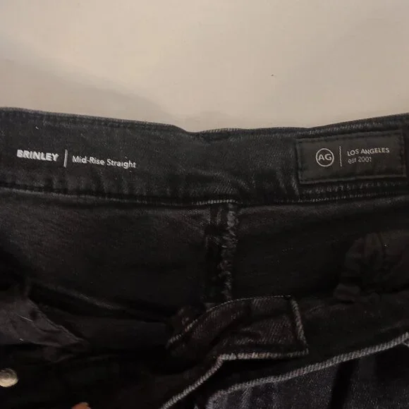 AG (Adriano Goldschmied) Black Brinley Mid Rise Straight Jeans Waist 32 - Picture 7 of 16